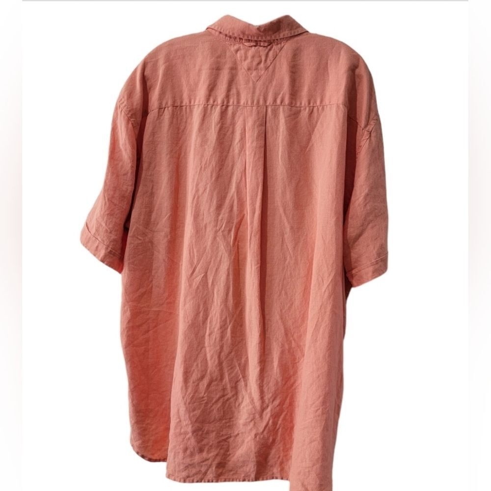 Tommy Hilfiger Linen XL orange button up short sleeves shirt - Picture 2 of 5